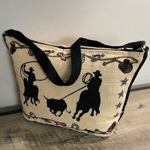 VINTAGE El Paso SADDLE BLANKET Western Calf Roping TOTE Shoulder BAG Purse